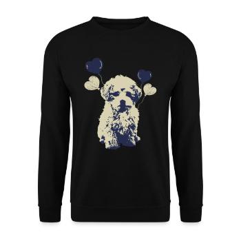 Pudel Hund Herzen cooles Hundemotiv Welpe Vintage - Unisex Pullover - Schwarz - Vorne - Alina (178cm) & Michal (187cm)