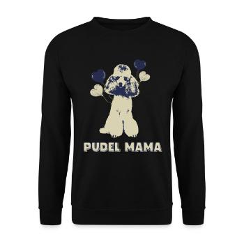 Damen Pudel Mama Hund mit Herzen Damen Vintage Hun - Unisex Pullover - Schwarz - Vorne - Alina (178cm) & Michal (187cm)