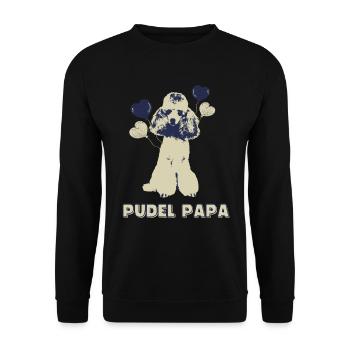Herren Pudel Papa Hund mit Herzen Herren Vintage H - Unisex Pullover - Schwarz - Vorne - Alina (178cm) & Michal (187cm)