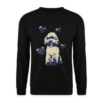 Pudel Hund Herzen cooles Hundemotiv Vintage - Unisex Pullover - Schwarz - Vorne - Alina (178cm) & Michal (187cm)