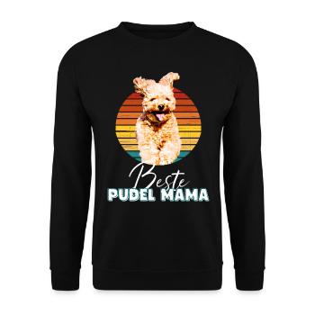 Damen Beste Pudel Mama Hund Damen Vintage Hundemot - Unisex Pullover - Schwarz - Vorne - Alina (178cm) & Michal (187cm)