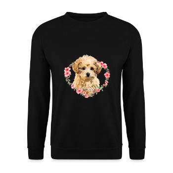Ladies Poodle Dog Flowers Cute Dog Motif for Women - Unisex Sweatshirt - black - Front - Alina (178cm) & Michal (187cm)