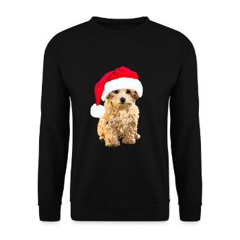 Poodle dog with Christmas hat Christmas dog - Unisex Sweatshirt - black - Front - Alina (178cm) & Michal (187cm)