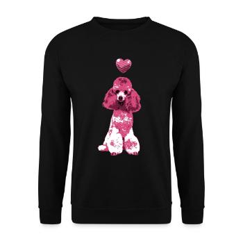 Pink Poodle Dog Heart Cute Dog Motif Vintage - Unisex Sweatshirt - black - Front - Alina (178cm) & Michal (187cm)