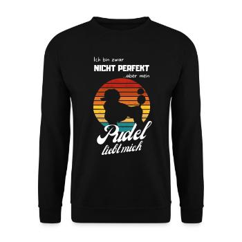 Mein Pudel liebt mich lustiges Hundemotiv Vintage - Unisex Pullover - Schwarz - Vorne - Alina (178cm) & Michal (187cm)