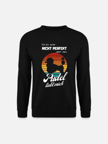 Mein Pudel liebt mich lustiges Hundemotiv Vintage - Unisex Pullover - Schwarz