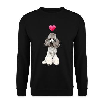 Poodle Dog Heart Cute Poodle Motif - Sweat-shirt Unisexe - noir - Devant - Alina (178cm) & Michal (187cm)