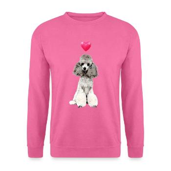 Pudel Hund Herz süßes Pudelmotiv - Unisex Pullover - Pink - Vorne
