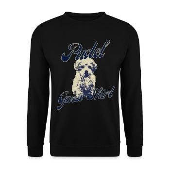 Pudel Gassi-Shirt Hundemotiv Vintage Hund - Unisex Pullover - Schwarz - Vorne - Alina (178cm) & Michal (187cm)