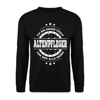 Altenpfleger Geburtstag Altenpflege Geschenk - Unisex Pullover - Schwarz - Vorne - Alina (178cm) & Michal (187cm)