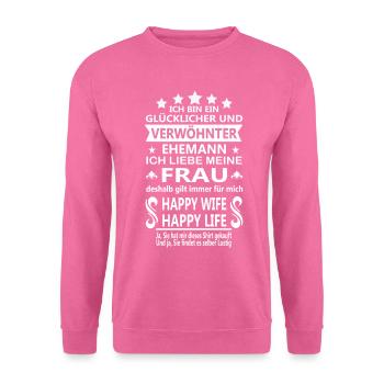 Verwöhnter Ehemann Glücklicher Wunderbarer Mann - Unisex Pullover - Pink - Vorne