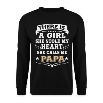 There is a girl heart proud daddy daughter - Unisex Sweatshirt - black - Front - Alina (178cm) & Michal (187cm)