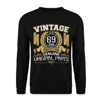 Jahrgang 69 Jahre alt - Geburtstagsgeschenk 69 Jahre alt - Unisex Pullover - Schwarz - Vorne - Alina (178cm) & Michal (187cm)