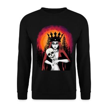 Dark Fantasy Dämon Hexe Satan Satanist Horror - Unisex Pullover - Schwarz - Vorne - Alina (178cm) & Michal (187cm)
