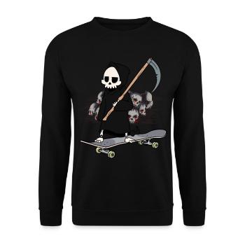 Skateboard Grim Reaper Closing Time End Horror Death - Unisex Sweatshirt - black - Front - Alina (178cm) & Michal (187cm)