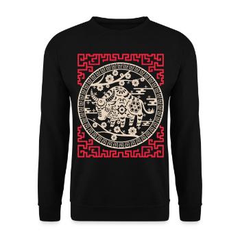 Chinese Horoscope China Year of the Ox - Unisex Sweatshirt - black - Front - Alina (178cm) & Michal (187cm)
