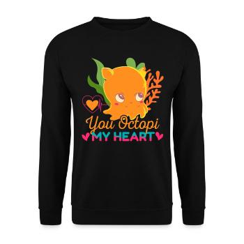 Tintenfisch Krake Oktopus Meer Tentakel Kraken - Unisex Pullover - Schwarz - Vorne - Alina (178cm) & Michal (187cm)