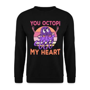 Tintenfisch Krake Oktopus Meer Tentakel Kraken - Unisex Pullover - Schwarz - Vorne - Alina (178cm) & Michal (187cm)