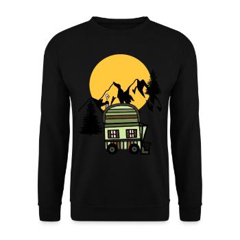 Bauwagen Naturfreund Alpen Hütte Bergsteiger Alm - Unisex Sweatshirt - black - Front - Alina (178cm) & Michal (187cm)