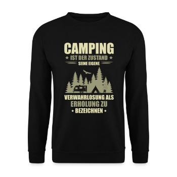 Camper Wohnwagen Wohnmobil Camping für einen - Unisex Pullover - Schwarz - Vorne - Alina (178cm) & Michal (187cm)