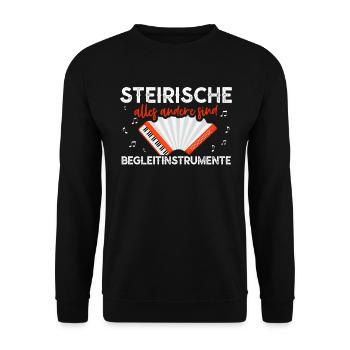 Steirische Ziehharmonika Harmonika Akkordeon - Unisex Pullover - Schwarz - Vorne - Alina (178cm) & Michal (187cm)