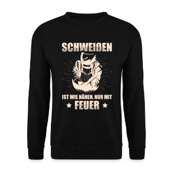 Schweißen Schweißgerät Metallbauer Wig Schweißer - Unisex Pullover - Schwarz - Vorne - Alina (178cm) & Michal (187cm)