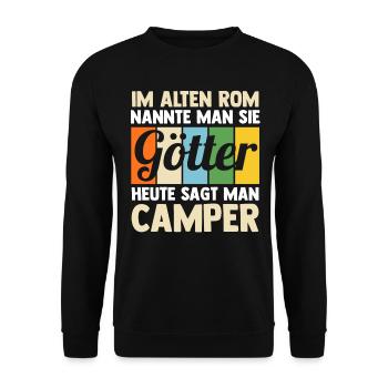 Wohnmobil Wohnwagen Caravan Camper Camping - Unisex Pullover - Schwarz - Vorne - Alina (178cm) & Michal (187cm)