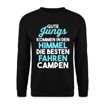 Wohnmobil Wohnwagen Caravan Camper Camping - Unisex Pullover - Schwarz - Vorne - Alina (178cm) & Michal (187cm)