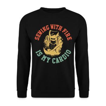Welder Welding Vintage Retro - Unisex Pullover - Schwarz - Vorne - Alina (178cm) & Michal (187cm)