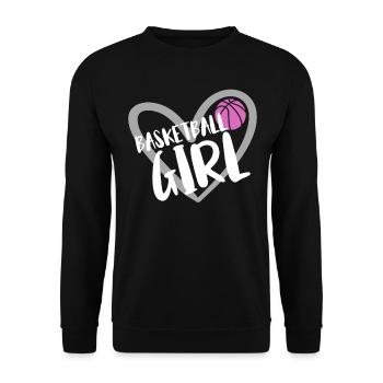 Basketball Geschenk für Basketballspieler - Unisex Pullover - Schwarz - Vorne - Alina (178cm) & Michal (187cm)