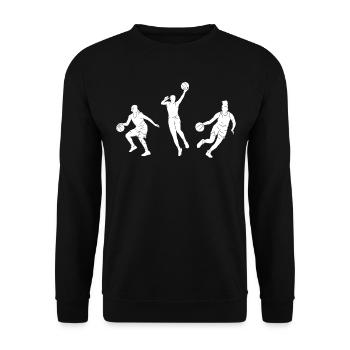 Basketball Geschenk für Basketballspieler - Unisex Pullover - Schwarz - Vorne - Alina (178cm) & Michal (187cm)