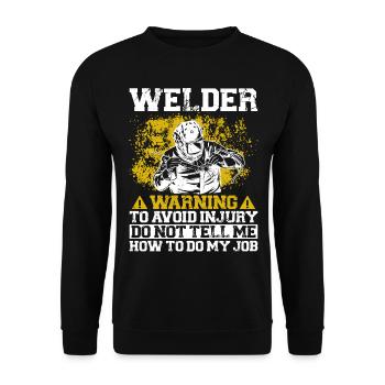 Welder Welding Vintage Welder - Unisex Pullover - Schwarz - Vorne - Alina (178cm) & Michal (187cm)