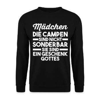 Wohnmobil Wohnwagen Caravan Camping Camper - Unisex Pullover - Schwarz - Vorne - Alina (178cm) & Michal (187cm)