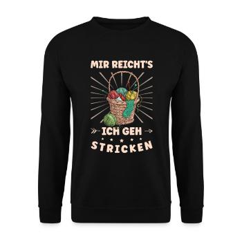 Wolle Häkeln Hobby Nähen Strickerin Stricken für - Unisex Pullover - Schwarz - Vorne - Alina (178cm) & Michal (187cm)