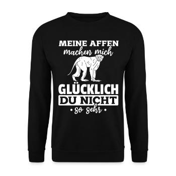 Meine Affen Machen Mich Glücklich - Orang-Utan Af - Unisex Pullover - Schwarz - Vorne - Alina (178cm) & Michal (187cm)