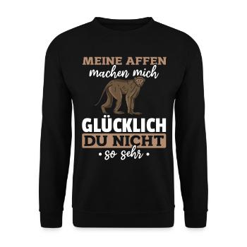 Orang-Utan Affen - Meine Affen Machen Mich Glückl - Unisex Pullover - Schwarz - Vorne - Alina (178cm) & Michal (187cm)