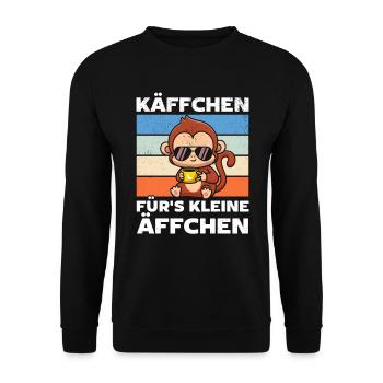 Orang-Utan Affe - Käffchen für's Kleine Äffchen - Unisex Pullover - Schwarz - Vorne - Alina (178cm) & Michal (187cm)