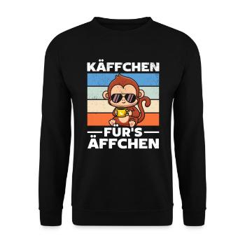 Orang-Utan Affe Lustiger Affe - Käffchen für's A - Unisex Pullover - Schwarz - Vorne - Alina (178cm) & Michal (187cm)