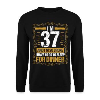 37 Idea Funny Go to Sleep for Dinner Year Humor - Unisex Pullover - Schwarz - Vorne - Alina (178cm) & Michal (187cm)