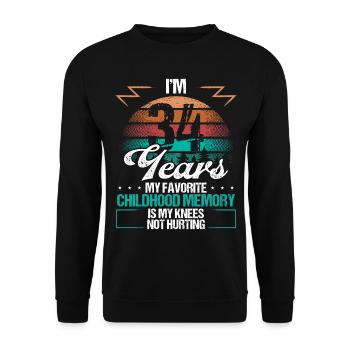 34 Year Old Knee Injury Humor Funny Birthday Idea - Unisex Pullover - Schwarz - Vorne - Alina (178cm) & Michal (187cm)