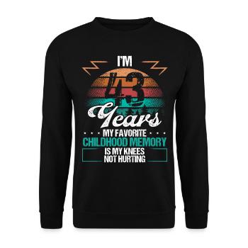 43 Year Old Knee Injury Humor Funny Birthday Idea - Unisex Pullover - Schwarz - Vorne - Alina (178cm) & Michal (187cm)