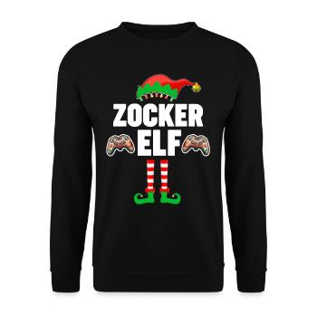 Weinachten Weihnachtself Gamer Zocker Gaming Elfen - Unisex Pullover - Schwarz - Vorne - Alina (178cm) & Michal (187cm)