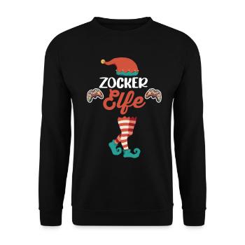 Weinachten Weihnachtself Gamer Zocker Gaming Elfen - Unisex Pullover - Schwarz - Vorne - Alina (178cm) & Michal (187cm)