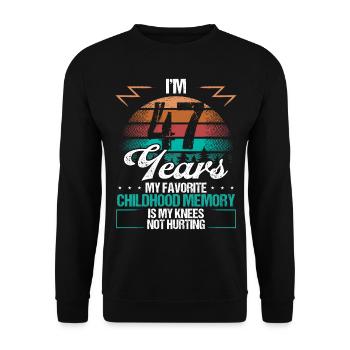 47 Year Old Knee Injury Humor Funny Birthday Idea - Unisex Pullover - Schwarz - Vorne - Alina (178cm) & Michal (187cm)