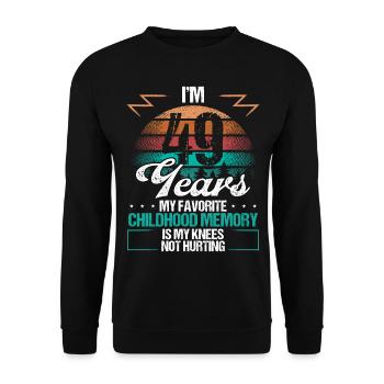 49 Year Old Knee Injury Humor Funny Birthday Idea - Unisex Pullover - Schwarz - Vorne - Alina (178cm) & Michal (187cm)