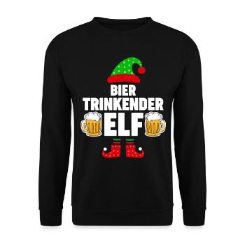 Weinachten Weihnachtself Bier Elfe Elfen - Unisex Pullover - Schwarz - Vorne - Alina (178cm) & Michal (187cm)