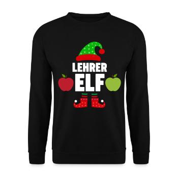 Weinachten Weihnachtself Lehrer Elf Elfen - Unisex Pullover - Schwarz - Vorne - Alina (178cm) & Michal (187cm)