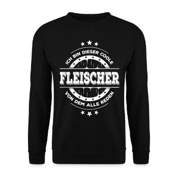 Fleischer Kollegen Geburtstag Metzger Geschenk - Unisex Pullover - Schwarz - Vorne - Alina (178cm) & Michal (187cm)
