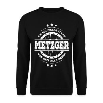 Metzger Kollegen Geburtstag Fleischer Geschenk - Unisex Pullover - Schwarz - Vorne - Alina (178cm) & Michal (187cm)