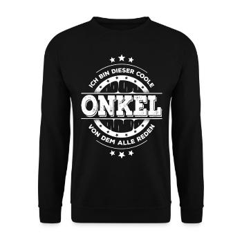 Ich Bin Onkel Geburtstag Patenonkel Geschenk - Unisex Pullover - Schwarz - Vorne - Alina (178cm) & Michal (187cm)